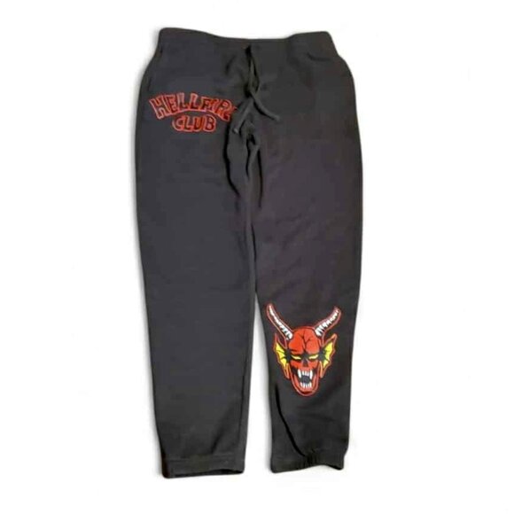 Netflix Stranger Things Hellfire Club Black Sweatpants Size L - Picture 1 of 11
